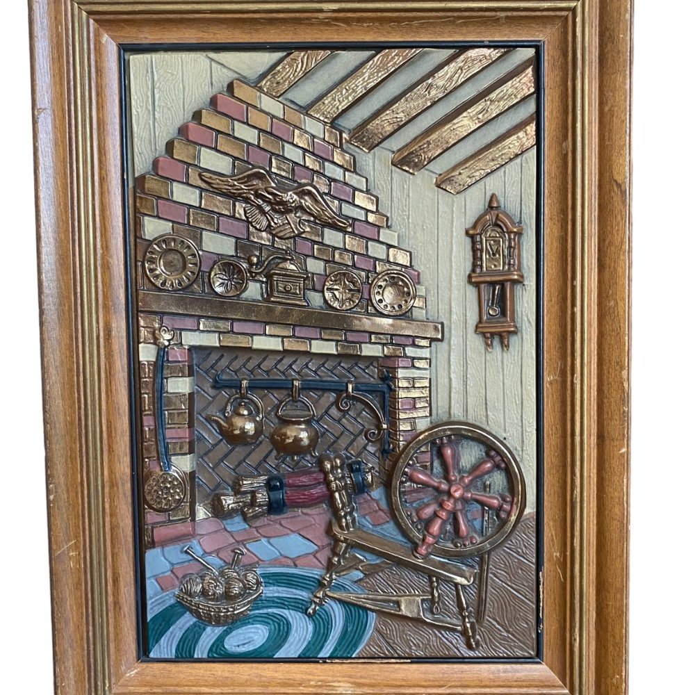 Vintage Hand Colored Turner Accessory Early American Scene 3D Wall Hangings Set - Picture 5 of 16